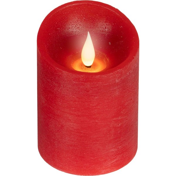 Vela de cera led, con parte superior curva, color rojo, ø7,5 x 10,5 cm
